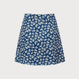 Fustă Mini A-Line Florală Bleumarin