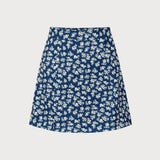 Fustă Mini A-Line Florală Bleumarin