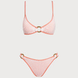 Set de bikini croșetat cu inel O, de culoare roz
