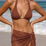 Set de trei piese Jacquard maro