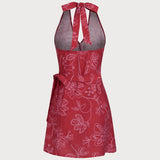 Rochie de Plajă Roșie cu Guler Halter