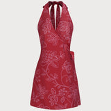 Rochie de Plajă Roșie cu Guler Halter