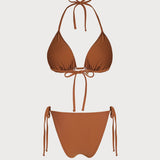 Set de bikini triunghiular din croșetă, cu guler
