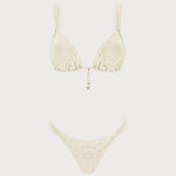 Set de bikini triunghiular cu șnur Off White