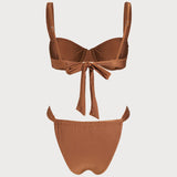 Set de bikini cu sutien tip sweetheart din caramel