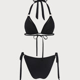 Costum de baie triunghiular negru cu O-ring