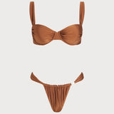 Set de bikini cu sutien tip sweetheart din caramel