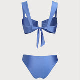 Set de bikini albastru cu triunghiuri și elasticitate mare