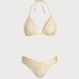 Set de bikini galben cu volane