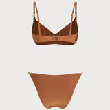 Set Bikini Bralette V Decupat Caramel