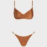 Set Bikini Bralette V Decupat Caramel