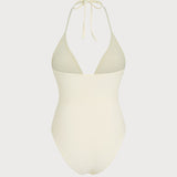 Costum de baie întreg Off White cu bretele halter