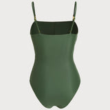 Costum de baie dintr-o singură piesă, verde, cu elasticitate mare