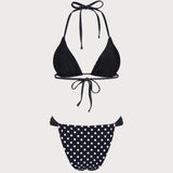 Costum de baie reversibil cu buline negre