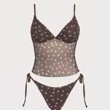 Set Tankini cu V Gât și Buline