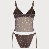 Set Tankini cu V Gât și Buline