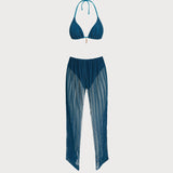 Set de bikini cu siret și paiete, albastru