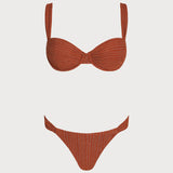 Set de bikini cu sârmă, paiete roșii cărămizii