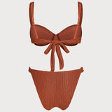 Set de bikini cu sârmă, paiete roșii cărămizii