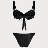 Set de bikini cu sârmă subțire și paiete negre