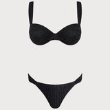 Set de bikini cu sârmă subțire și paiete negre