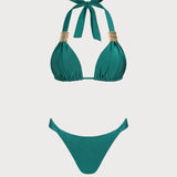 Set Bikini Triunghi Verde cu Halter