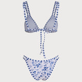 Set de bikini triunghiular cu siret floral alb