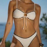 Set Bikini Bandeau Alb cu Contrast