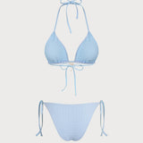 Set Bikini Triunghiular cu Siret Albastru