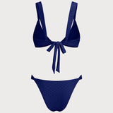 Set de bikini triunghiular texturat albastru regal