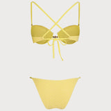 Set de Bikini Texturat Galben cu Sârmă de Sprijin