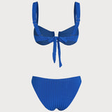 Set de bikini triunghiular texturat albastru
