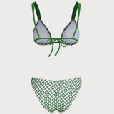 Set de Bikini Triunghi Verde Cu Carouri