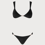 Set de bikini bralette cu decolteu în V negru
