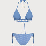 Set de Bikini Reversibil Triunghi Albastru cu Bretele