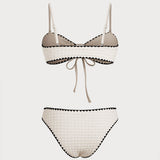 Set Bikini Bandeau Alb cu Contrast