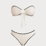 Set Bikini Bandeau Alb cu Contrast