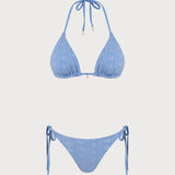 Set de Bikini Reversibil Triunghi Albastru cu Bretele