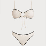 Set Bikini Bandeau Alb cu Contrast