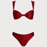 Set de bikini roșu cu talie joasă