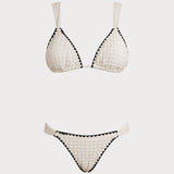 Set Bikini Triunghi Alb Contrastant