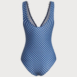 Costum de baie dintr-o piesă cu buline albastre