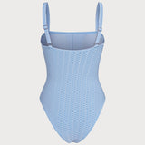Costum de baie dintr-o piesă, bandeau, cu O-ring albastru