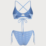 Set de bikini triunghiular cu imprimeu floral albastru