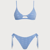 Set de bikini triunghiular cu imprimeu floral albastru