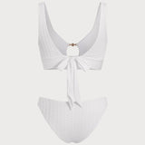 Set Tankini Alb cu Decupaj în U
