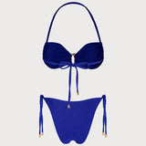 Set de bikini bandeau cu inel O-ring albastru