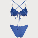 Set de bikini texturat, albastru deschis