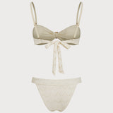 Set de bikini bandeau cu șnur Off White