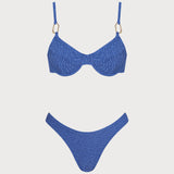 Set de bikini texturat, albastru deschis